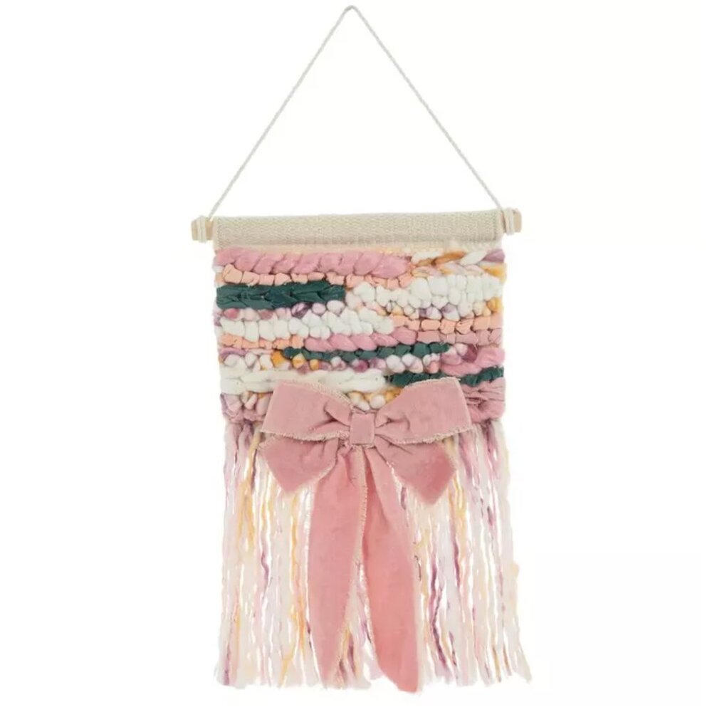 Pink & White Striped Woven Tapestry Wall Decor